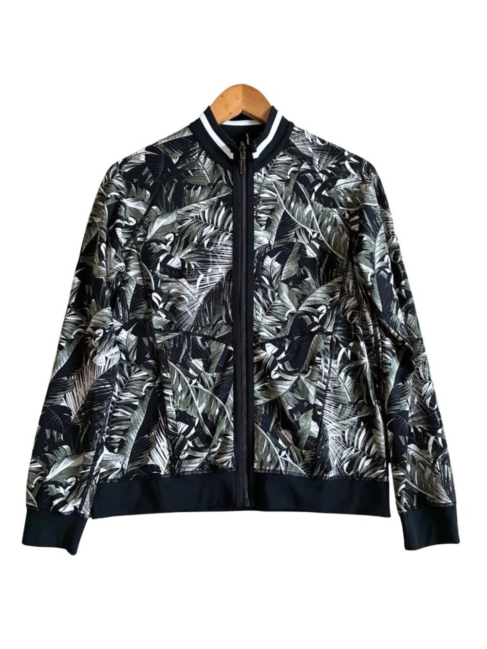 Tail Women's Sz Large Reversible Palm & Plaid Full-Zip Jacket Pockets Activewear